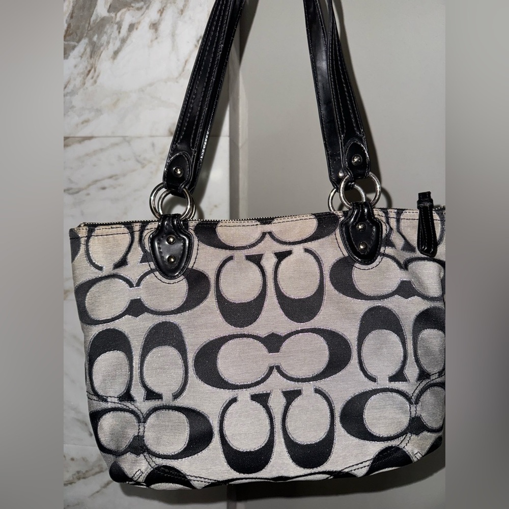 Coach Black and Gray Signature Tote Bag - Picture 2 of 10